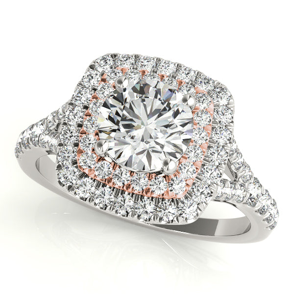 18K Rose Gold 1.5ctw Round Diamond Halo Engagement Ring