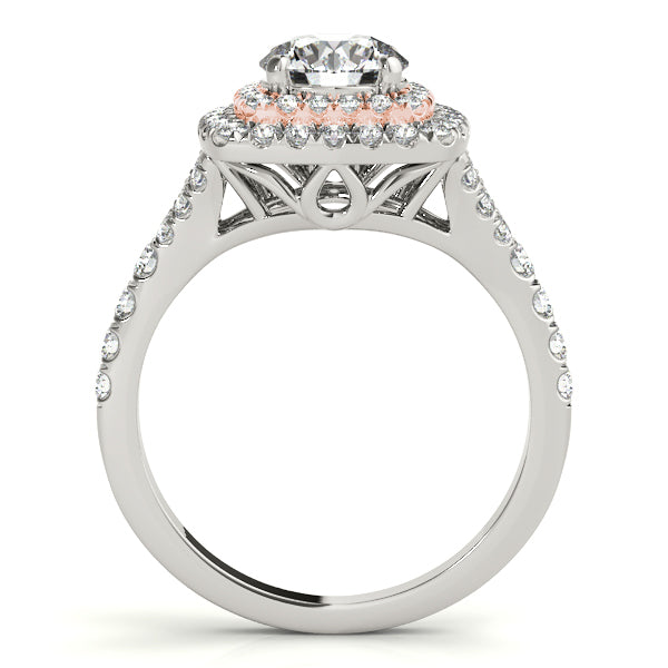 18K Rose Gold 1.5ctw Round Diamond Halo Engagement Ring