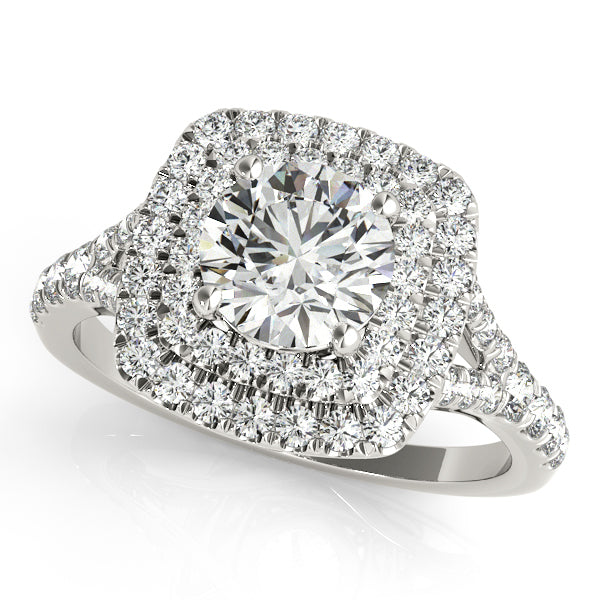 14K White Gold 1.5ctw Round Diamond Halo Ring