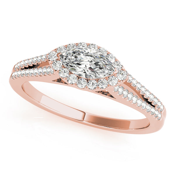 14K Rose Gold Marquise Diamond Halo Ring