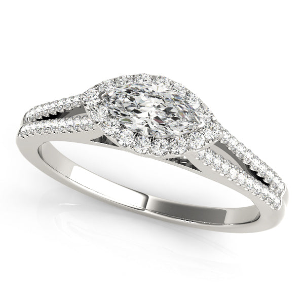 Platinum Marquise Diamond Halo Engagement Ring