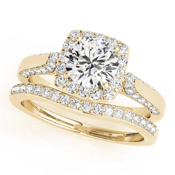 14K Yellow Gold 1 CT Diamond Halo Engagement Ring