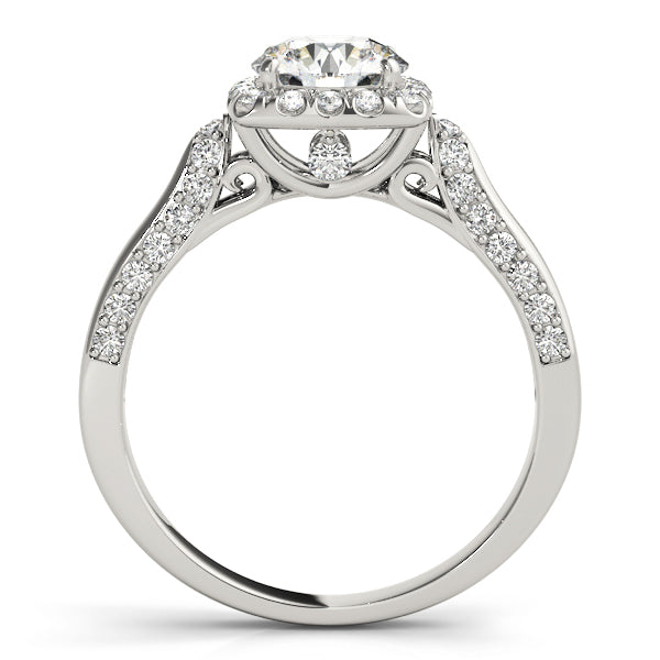 Platinum White Diamond Halo Engagement Ring