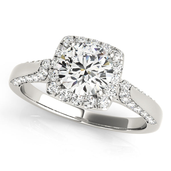 Platinum White Diamond Halo Engagement Ring