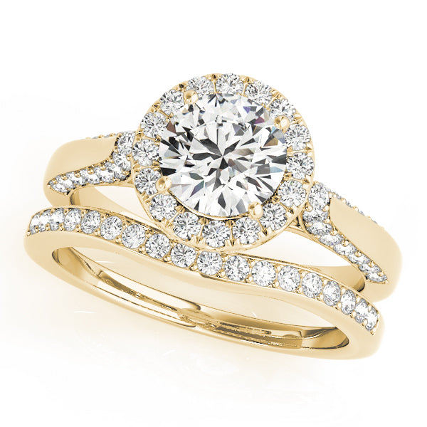 18K Yellow Gold 1 ct Diamond Halo Engagement Ring