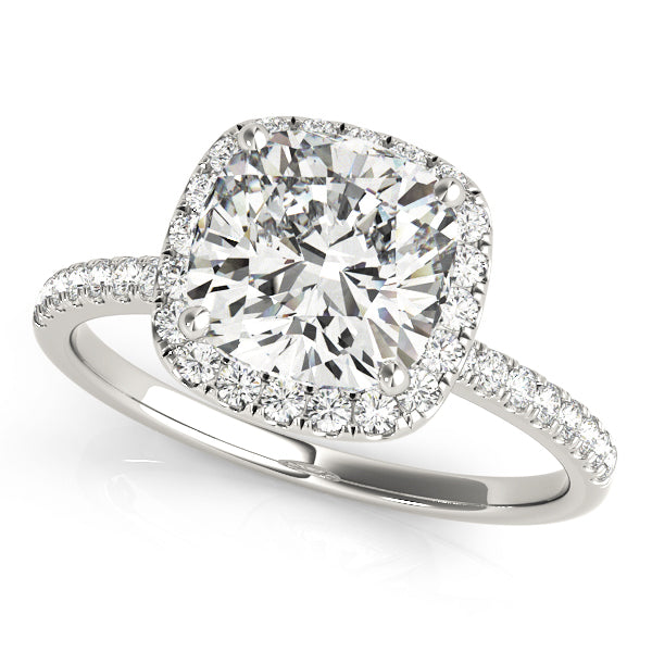 Platinum Cushion Diamond Halo Engagement Ring 3/4 CT