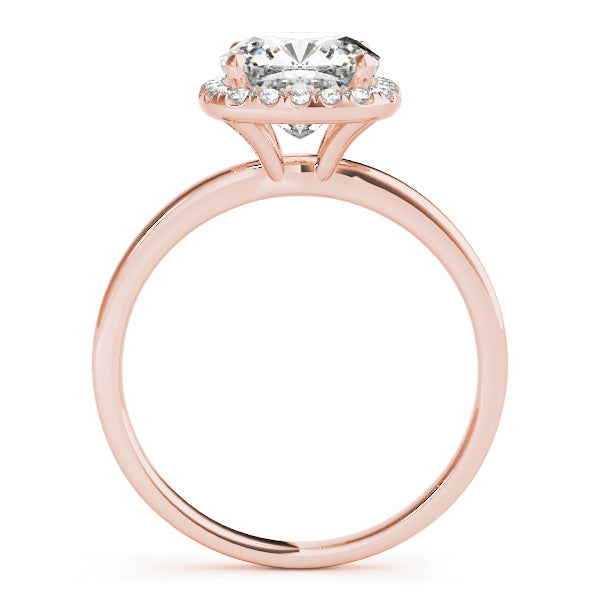18K Rose Gold Cushion Diamond Halo Engagement Ring