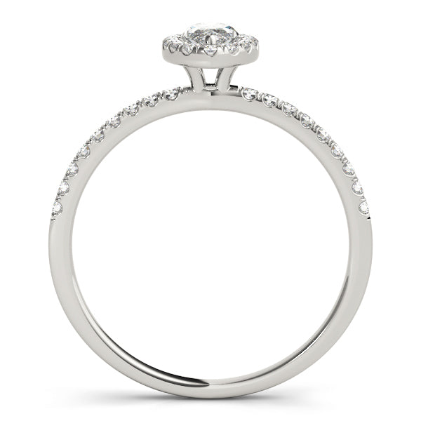 14K White Gold Marquise Diamond Engagement Ring with Halo