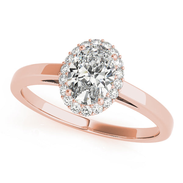 14K Rose Gold Oval Diamond Engagement Ring with Halo