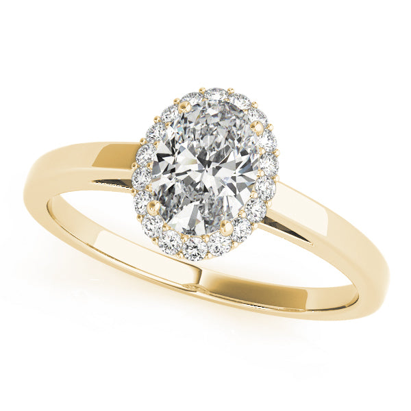 18K Yellow Gold Oval Diamond Halo Engagement Ring