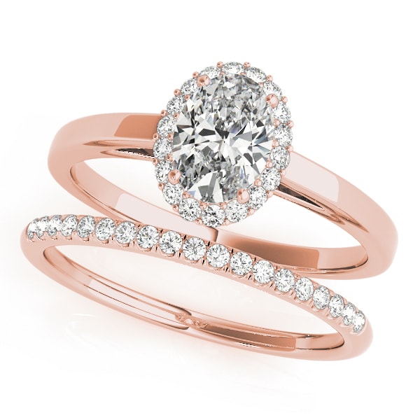 14K Rose Gold 1/5 ct tw Halo Diamond Engagement Ring