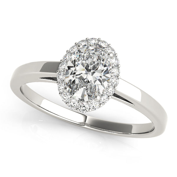 Platinum Oval Diamond Halo Engagement Ring 1/5 ctw