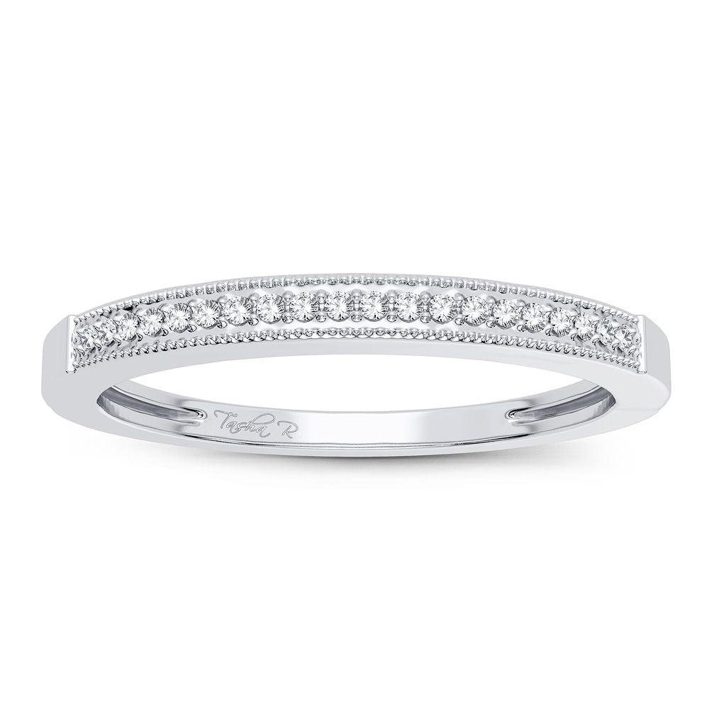 Chic 10k White Gold Lab Diamond Womens Fashion Band