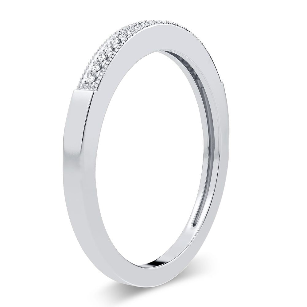 Chic 10k White Gold Lab Diamond Womens Fashion Band