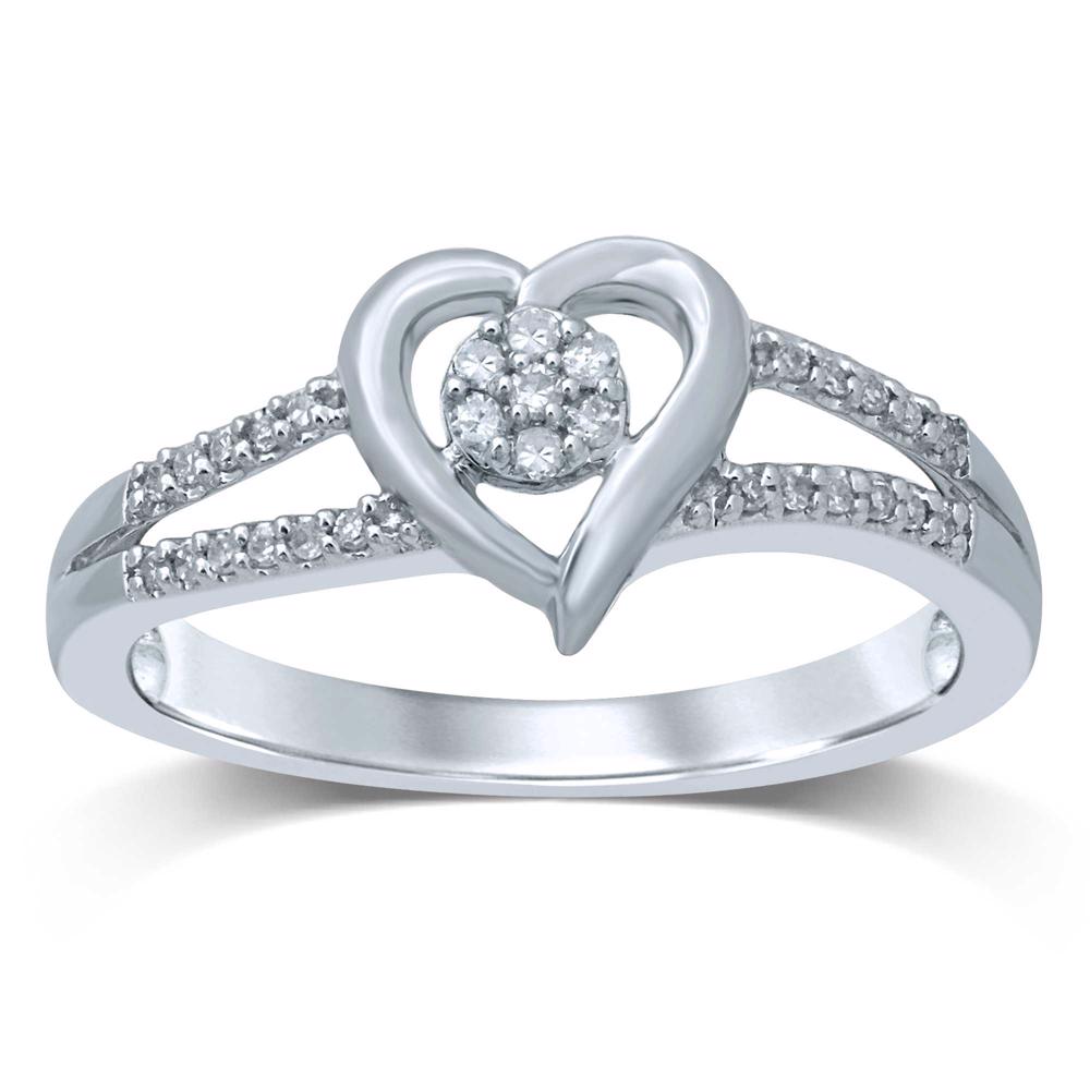 Chic 10k White Gold Lab Diamond Fashion Ring for Women