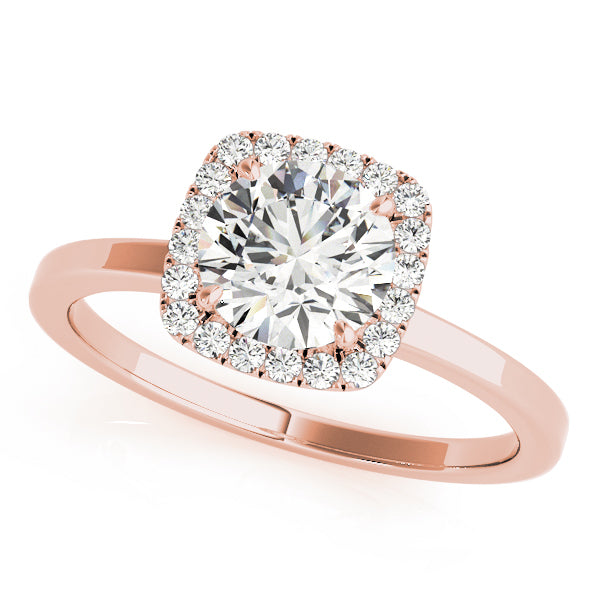14K Rose Gold Diamond Halo Engagement Ring 1 ctw