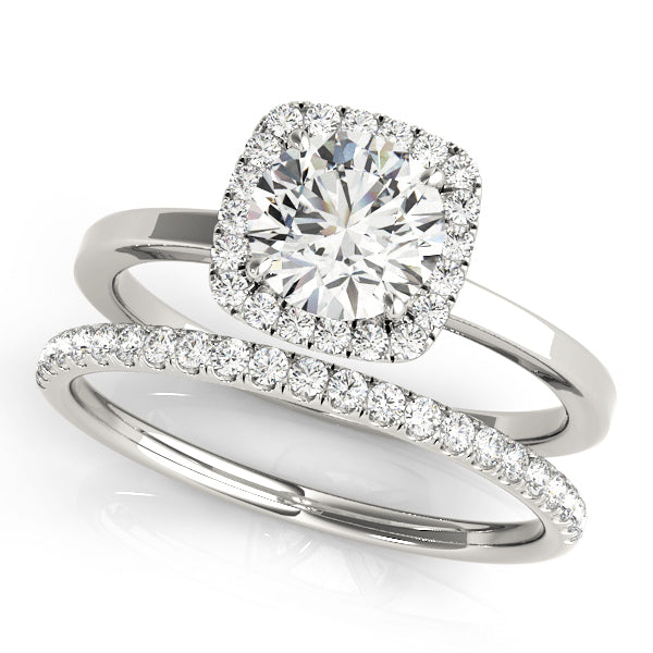 14K White Gold 1 ct Diamond Halo Engagement Ring