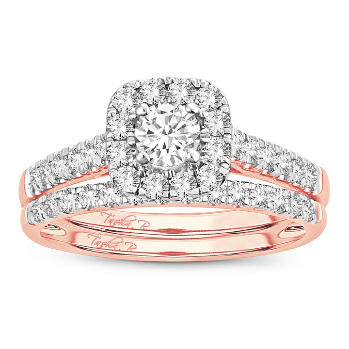 Romantic 10k Rose Gold 1CT Lab Diamond Bridal Ring
