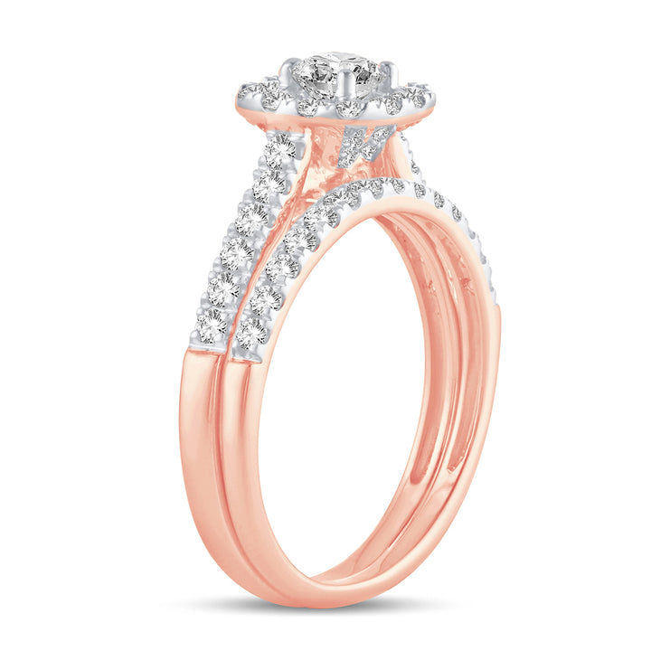 Romantic 10k Rose Gold 1CT Lab Diamond Bridal Ring