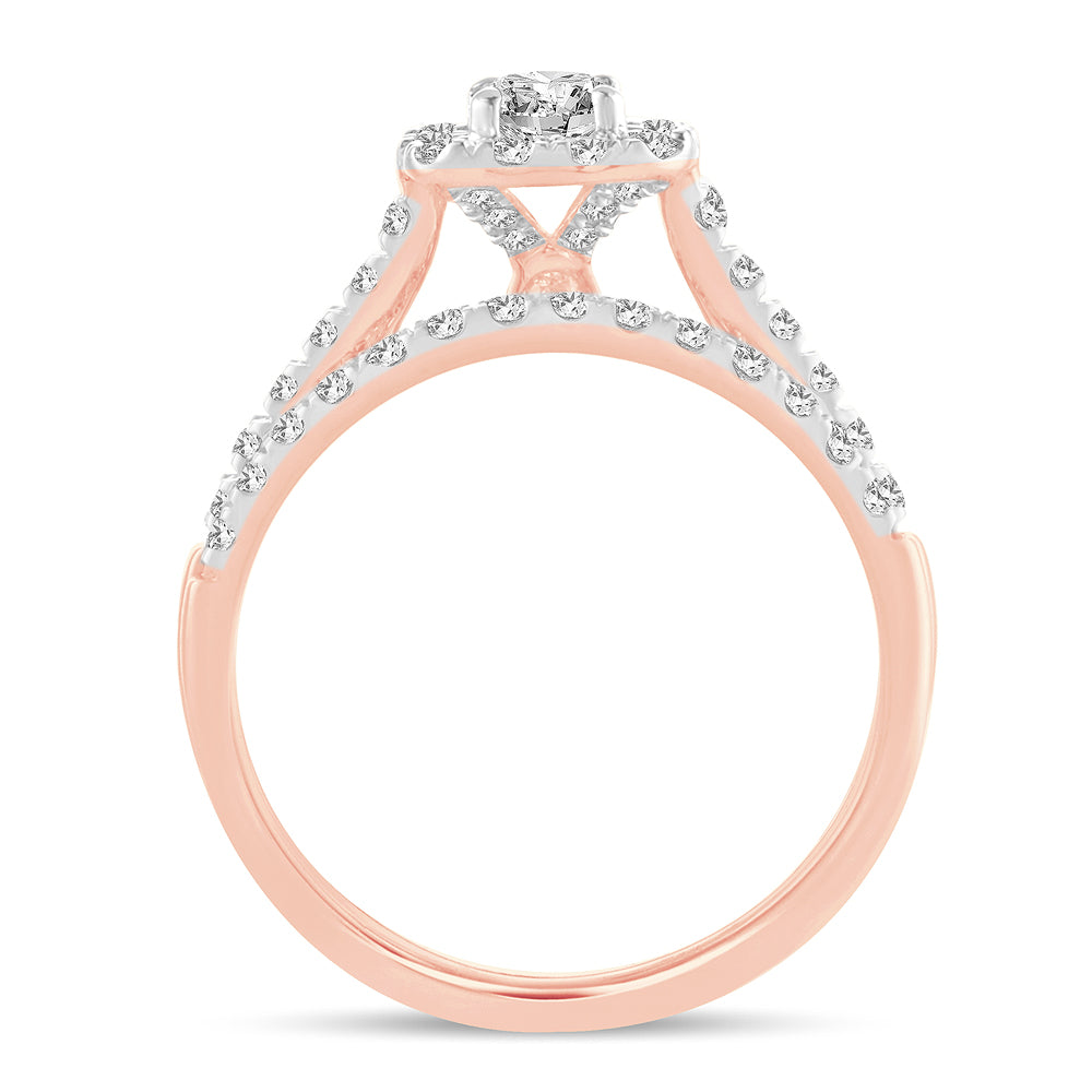 Romantic 10k Rose Gold 1CT Lab Diamond Bridal Ring
