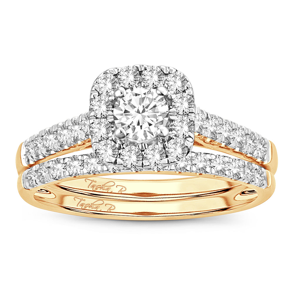 10k Yellow Gold 1CT Lab Diamond Bridal Ring for Her