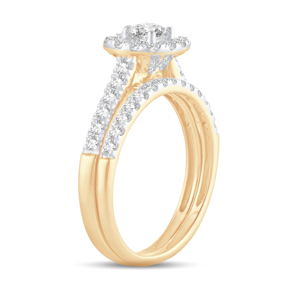 10k Yellow Gold 1CT Lab Diamond Bridal Ring for Her