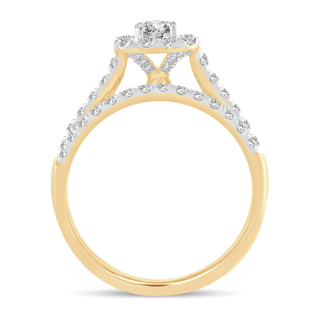 10k Yellow Gold 1CT Lab Diamond Bridal Ring for Her