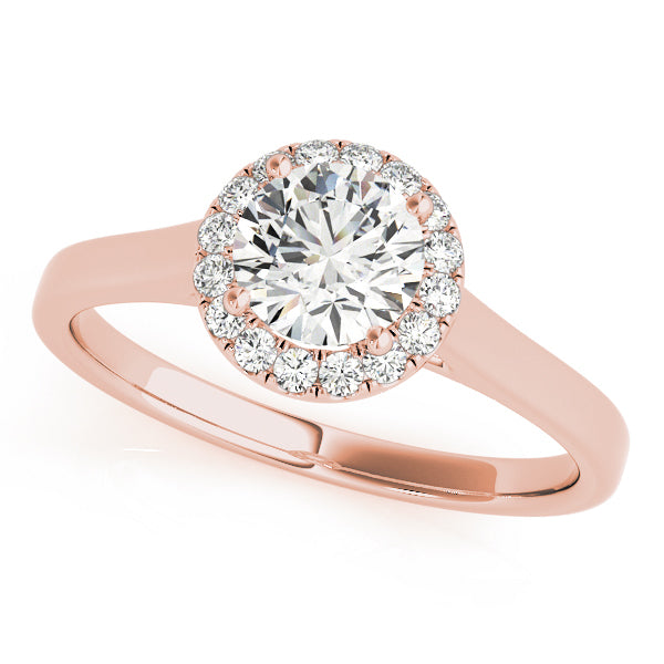 18K Rose Gold 1 ct Diamond Halo Engagement Ring