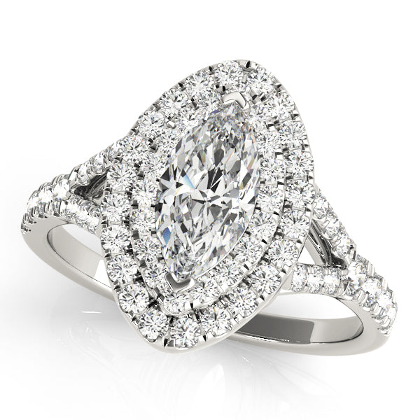 Platinum Marquise Diamond Halo Engagement Ring