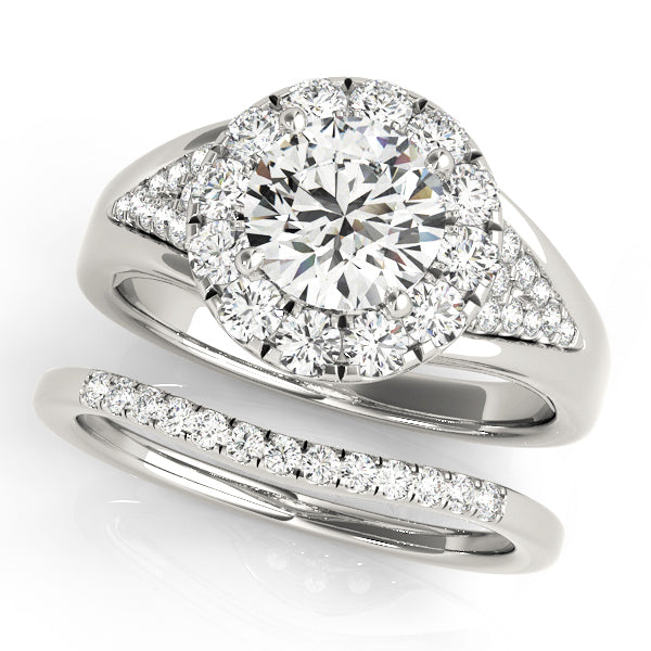 Platinum 1 CT Diamond Halo Engagement Ring