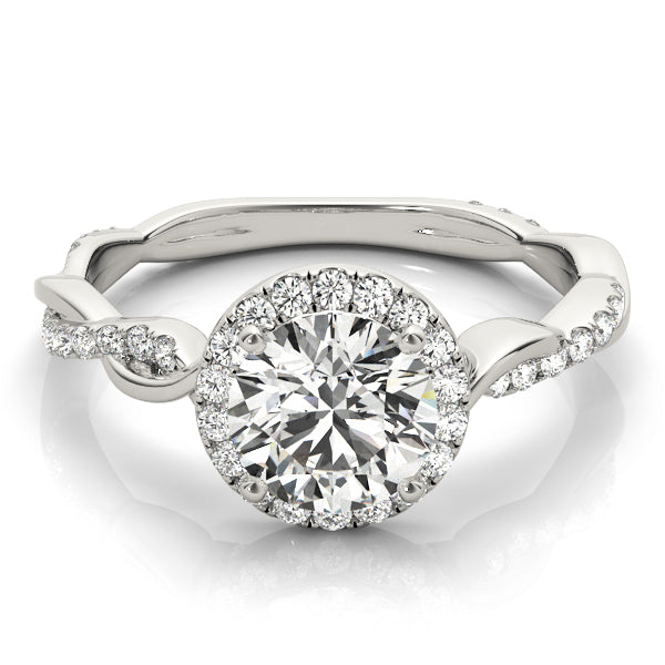 18K White Gold 1.33ctw Round Diamond Halo Ring