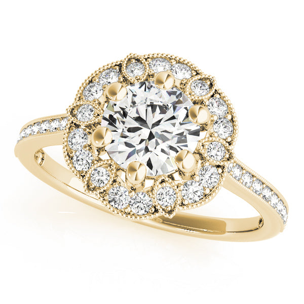 18K Yellow Gold 1 CT Diamond Halo Engagement Ring