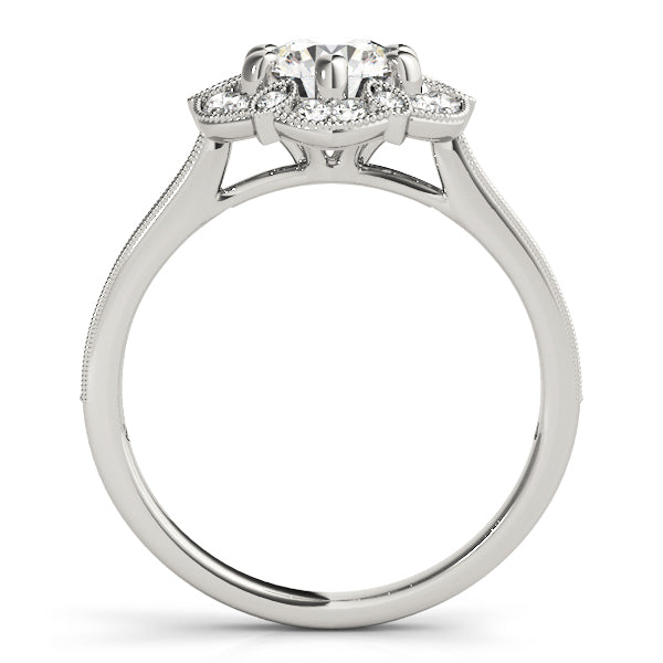Platinum 1.2 ctw Round Diamond Halo Engagement Ring