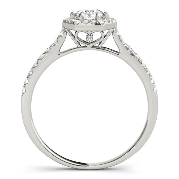 14K White Gold Round Diamond Engagement Ring Halo