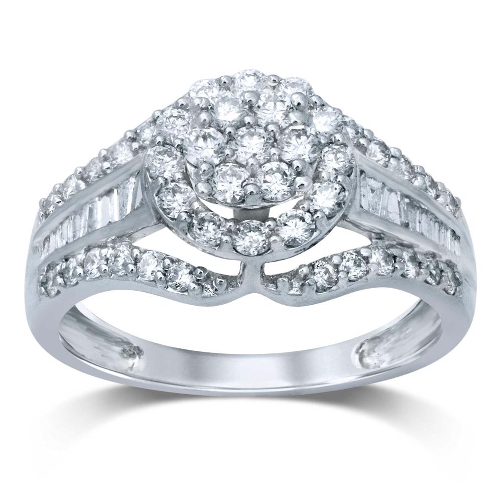 Chic 14k White Gold Lab Diamond Fashion Ring - 1CT