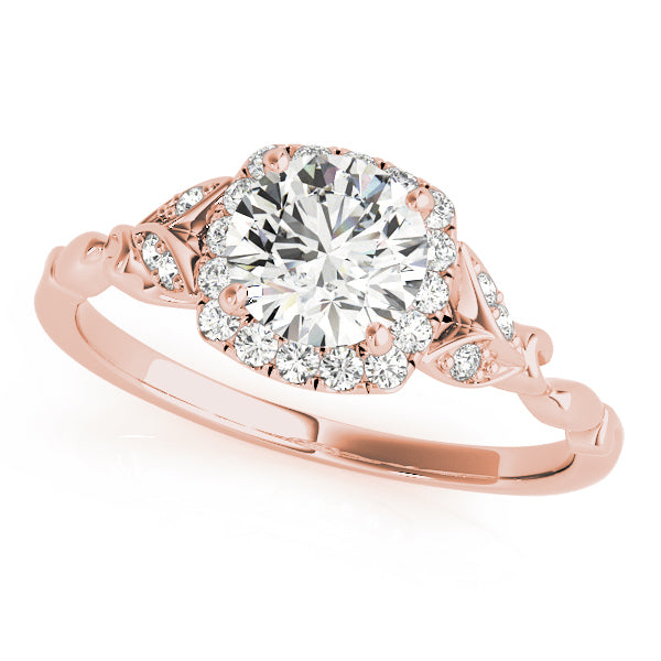 14K Rose Gold 1 CT Diamond Halo Engagement Ring