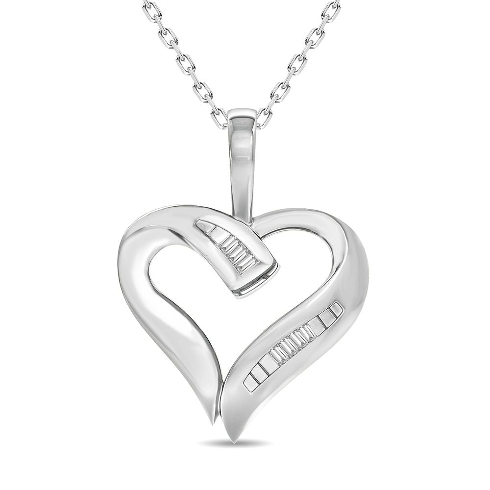 Chic 10k White Gold 0.04CT Lab Diamond Womens Pendant