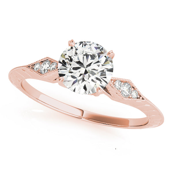 18K Rose Gold Vintage Diamond Engagement Ring 0.5 CT