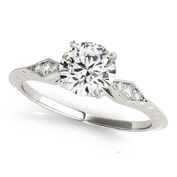 Platinum Vintage 5/8 CT Round Diamond Engagement Ring