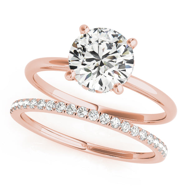 Rose Gold 1 CT Diamond Single Row Engagement Ring