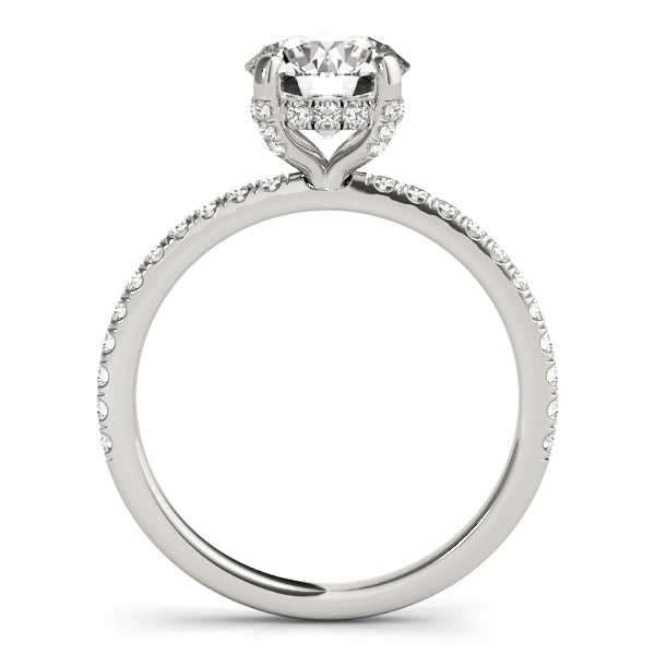 14K White Gold Round Diamond Halo Engagement Ring