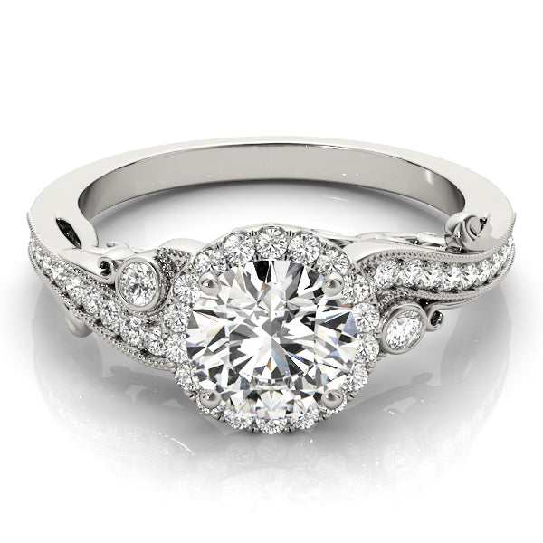 14K White Gold 1.33ctw Diamond Halo Engagement Ring