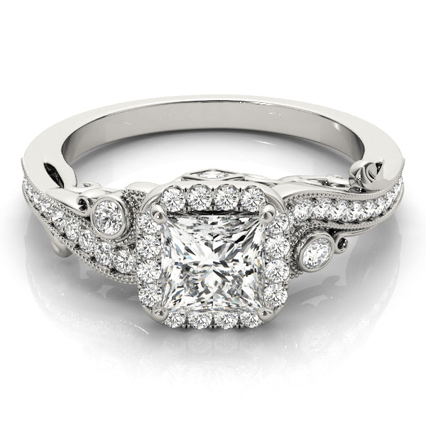 18K White Gold Diamond Halo Engagement Ring 0.5ctw