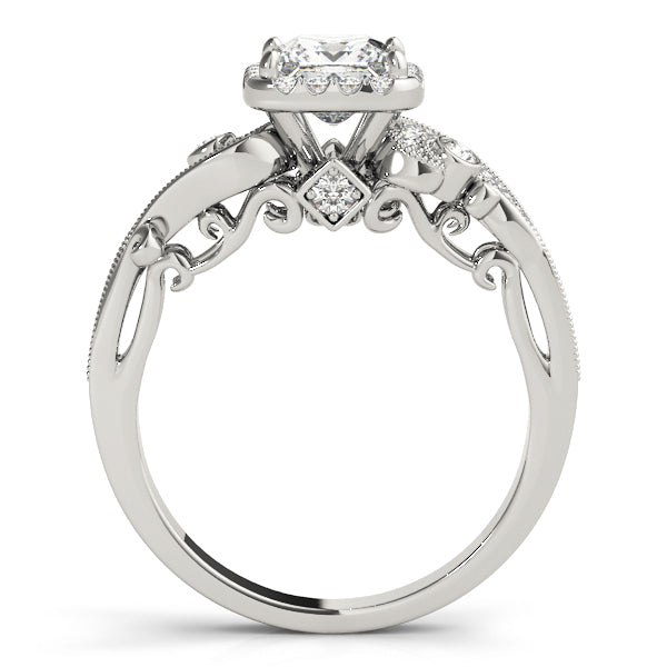 14K White Gold Diamond Halo Engagement Ring