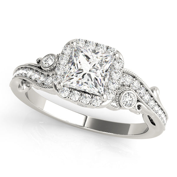 Platinum White Diamond Halo Engagement Ring