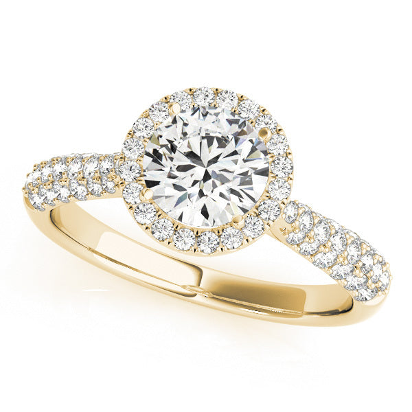 18K Yellow Gold 1.33ctw Round Diamond Halo Ring
