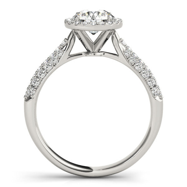 Platinum 1.33ctw Round Diamond Halo Engagement Ring