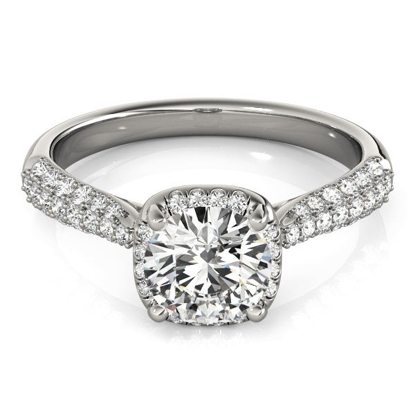Platinum 1.33ctw Round Diamond Halo Engagement Ring