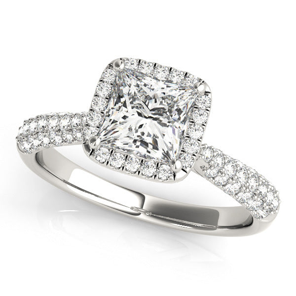 18K White Gold Diamond Halo Engagement Ring