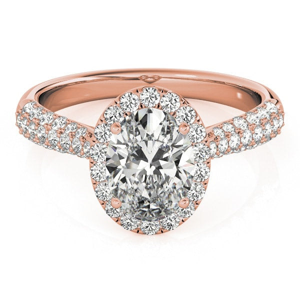18K Rose Gold 1/2 ct tw Halo Diamond Engagement Ring